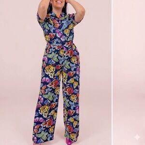 JulyLiebe Butterfly Rainbow Color Print One Piece Jumpsuit in 2XL